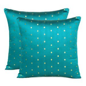 Riara Art Silk Blue Cushion Cover Brocade Silky Smooth Home Decor Pillow Covers.